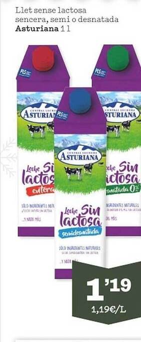 Sorli Llet sense lactosa sencera semi o desnatada asturiana oferta