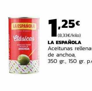 Supermercados Lupa La española aceitunas rellenas de anchoa oferta