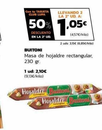 Supermercados Lupa Buitoni masa de hojaldre rectangular oferta