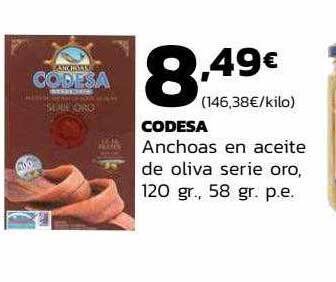 Supermercados Lupa Codesa anchoas en aceite de oliva serie oro oferta
