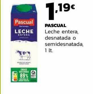Supermercados Lupa Pascual leche entera desnatada o semidesnatada oferta
