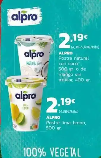 Supermercados Lupa Alpro postre natural con coco o de mango sin azúcar oferta