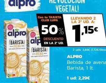 Supermercados Lupa Alpro bebida de avena barista oferta