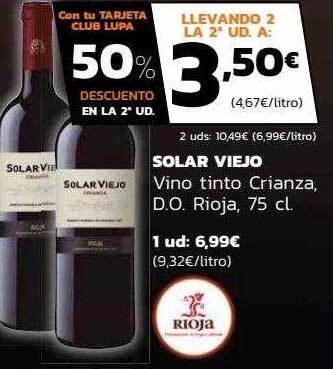 Supermercados Lupa Solar viejo vino tinto crianza d.o. rioja oferta