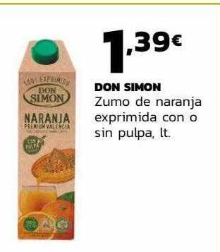 Supermercados Lupa Don simon zumo de naranja exprimida con o sin pulpa oferta