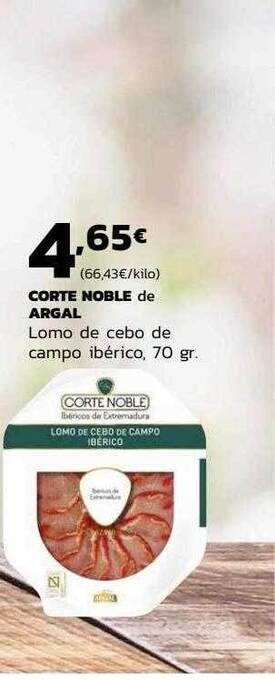 Supermercados Lupa Corte noble de argal lomo de cebo de campo ibérico oferta