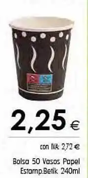 Cash Ifa Bolsa 50 vasos papel estamp betik oferta