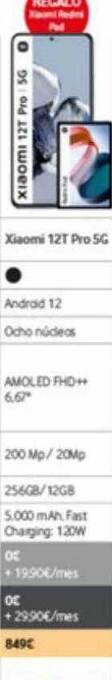 Vodafone Xiaomi 12t pro 5g oferta