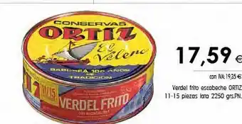 Cash Ifa Verdel frito escabeche ortiz 11-15 piezas lata oferta