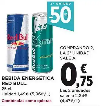 El Corte Inglés 2a unidad -50% bebible energética red bull oferta