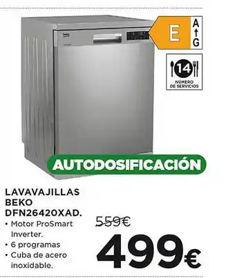 El Corte Inglés Lavavajillas beko dfn26420xad oferta