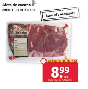 Lidl Aleta de vacuno oferta