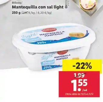 Lidl Milbona mantequilla con sal light oferta