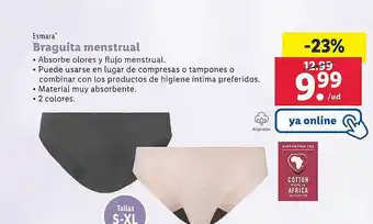 Lidl Esmara braguita menstrual oferta