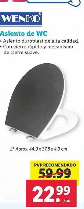 Lidl Wenko asiento de wc oferta