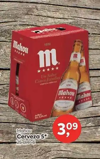 Suma Supermercados Mahou cerveza 5* 25 cl p-6 oferta