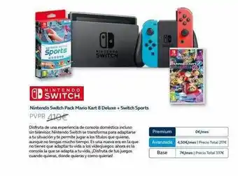 Movistar Nintendo switch pack mario kart 8 deluxe + switch sports oferta