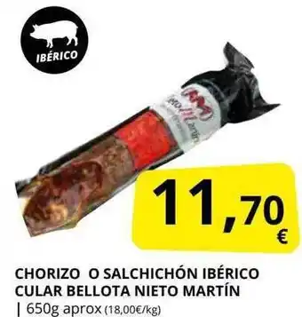 Supermercados MAS Choriso o salchichón ibérico cular bellota nieto martín oferta