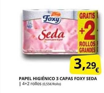 Supermercados MAS Papel higiénico 3 capas foxy seda oferta
