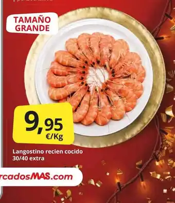 Supermercados MAS Langostino recien cocido 30-40 extra oferta