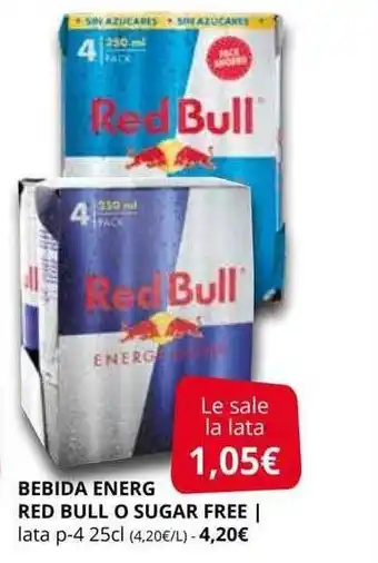Supermercados MAS Bebida energ red bull o suger free lata oferta