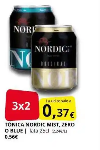 Supermercados MAS Tónica nordic mist, zero o blue lata oferta