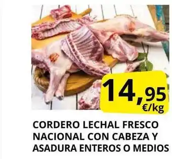 Supermercados MAS Cordero lechal fresco nacional con cabeza y asadura enteros o medios oferta