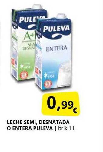 Supermercados MAS Leche semi, desnatada o entera puleva oferta