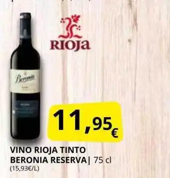Supermercados MAS Vino rioja tinto beronia reserva oferta