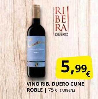 Supermercados MAS Vino rib. duero cune roble oferta