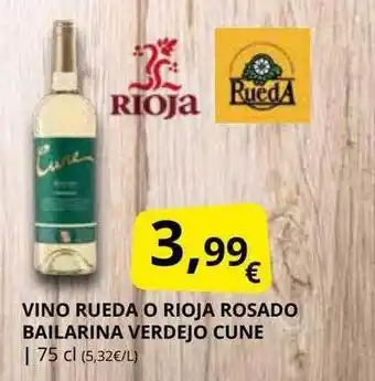 Supermercados MAS Vino rueda o rioja rosado bailarina verdejo cune oferta