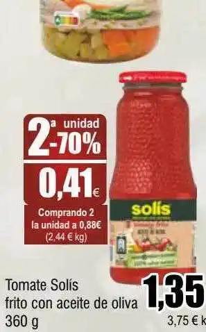 FROIZ 2a unidad -70% tomate solís frito con aceite de oliva oferta