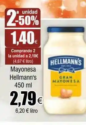 FROIZ 2a unidad -50% mayonesa hellmann's oferta