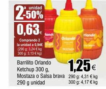 FROIZ Barrilito orlando ketchup mostaza o salsa brava oferta