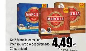 FROIZ Café marcilla cápsulas intenso, largo o descafeinado 20 oferta