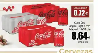 FROIZ Coca-cola original, light o zero lata pack 12 oferta