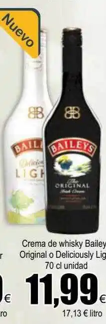 FROIZ Crema de whisky bailey original o deliciously lig oferta