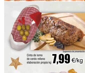 FROIZ Cinta de lomo de cerdo relleno elaboración propia kg oferta