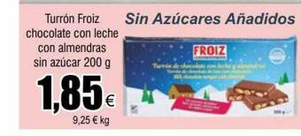 FROIZ Turrón froiz chocolate con leche con almendras sin azúcar oferta