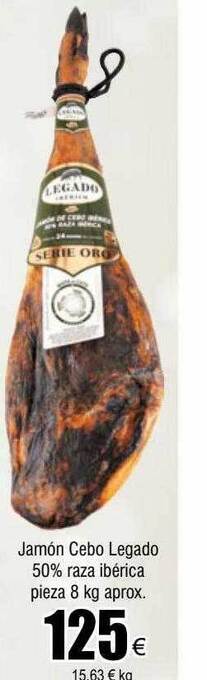 FROIZ Jamón cebo legado 50% raza ibérica piezas aprox oferta