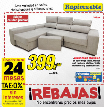 Rapimueble Chaiselongue Reversible oferta