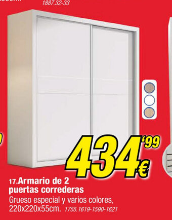 Rapimueble Armario de 2 puertas correderas 220x220x55cm oferta