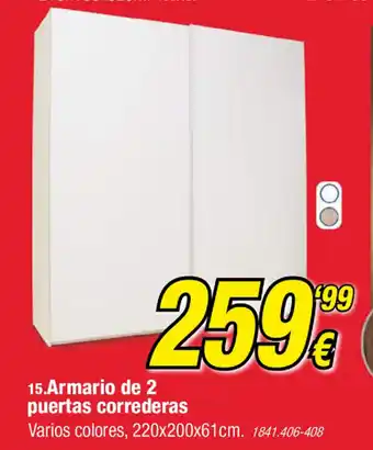 Rapimueble Armario de 2 puertas correderas 220 x 200 x 61cm oferta