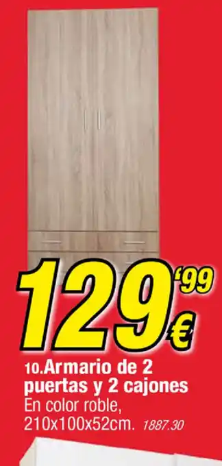 Rapimueble Armario de 2 puertas y 2 cajones 210 x 100 x 52cm oferta