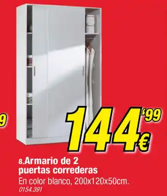 Rapimueble Armario 2 puertas correderas En Color blanco 200 x 120 x 50cm oferta