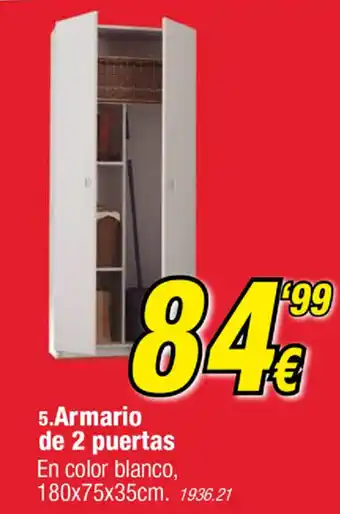 Rapimueble Armario de 2 puertas En Color blanco 180x 75 x 35cm oferta