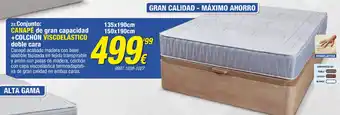 Rapimueble Conjunto canapè de gran capacidad + Colchón Viscoelástico doble cara oferta