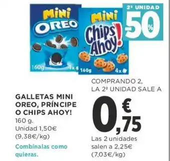 Supercor Galletas Mini Oreo, Príncipe O Chips Ahoy! 160g oferta