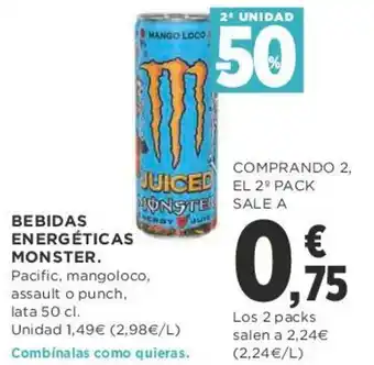 Supercor Bebidas Energéticas Monster 50 cl oferta