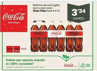 Sorli Refresc de cola light, zero o zero zero coca-cola pack 2 oferta
